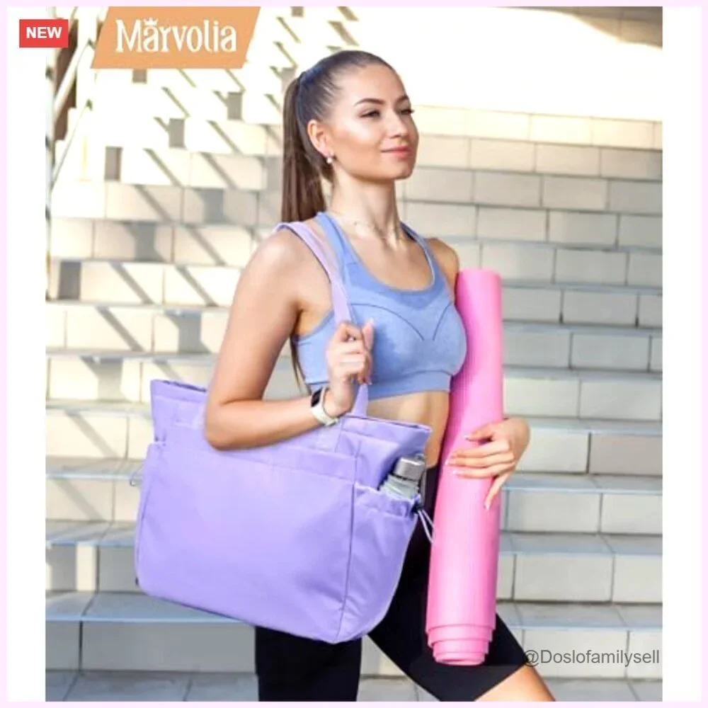 Large Lightweight Tote Bag with Zipper Compartments for Work Travel Gym